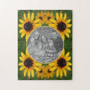 Bee On Black Eyed Susan Flower Add Your Photo Jigsaw Puzzle
