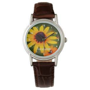 Bee On Black Eyed Susan Flower Personalised Watch