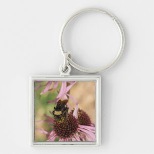 Bee On Black Eyed Susan Pano Key Ring
