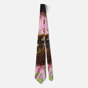 Bee On Black Eyed Susan Pano Neck Tie