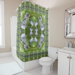 Bee On Bluebell Flower Abstract  Shower Curtain