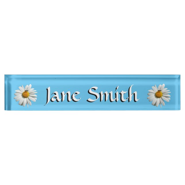 Bee on Daisy Alaskan Summer Nature Photo Nameplate (Front)