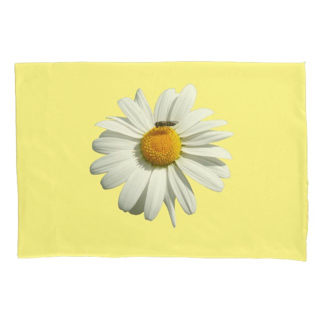 Bee on Daisy Alaskan Summer Nature Photo Pillowcase (Front)