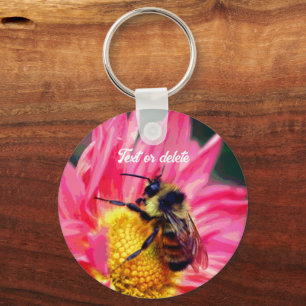 Bee On Flower Abstract Art Personalized Key Ring