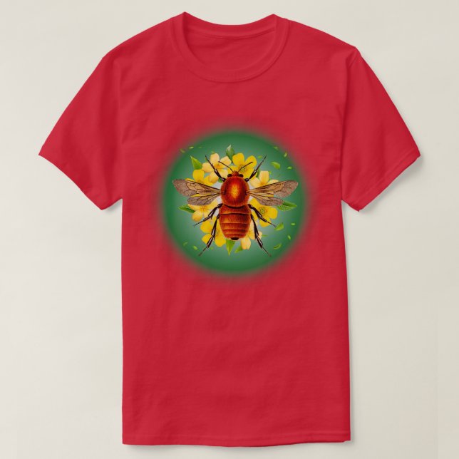 Bee on flowers T-Shirt (Design Front)
