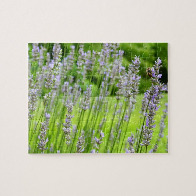 Bee on Lavender Summer Floral Jigsaw Puzzle (Horizontal)