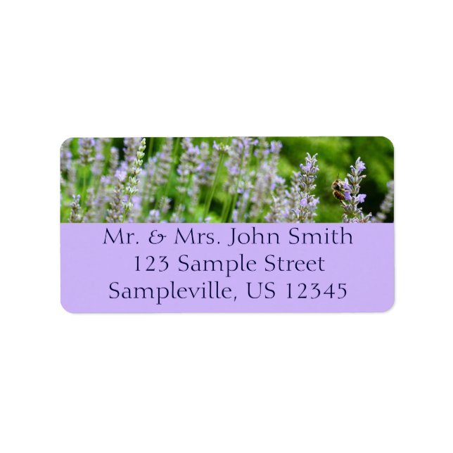 Bee on Lavender Summer Floral Label (Front)