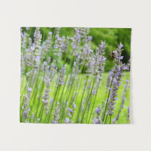 Bee on Lavender Summer Floral Tapestry