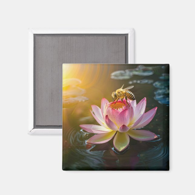 Bee on Lotus Flower Magnet (Front/Back)