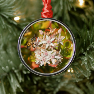 Bee on metal tree decoration