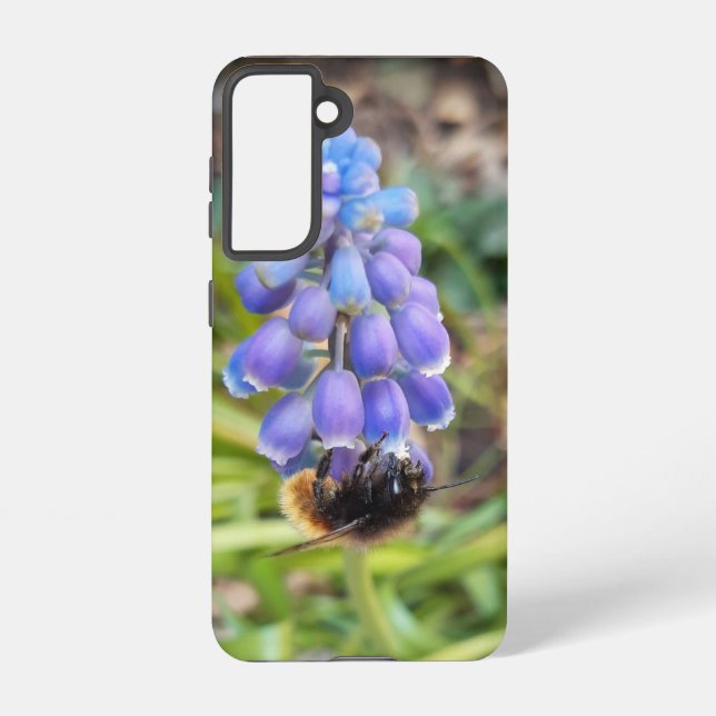 Bee on Muscari Armeniacum , Grape Hyacinth Samsung Galaxy S21 Case (Back)
