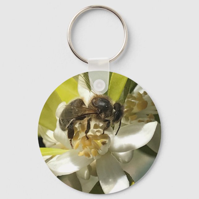 Bee on Orange Blossom Keychain (Front)