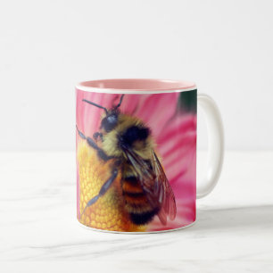 Bee On Pink Daisy Flower Personalised Two-Tone Coffee Mug