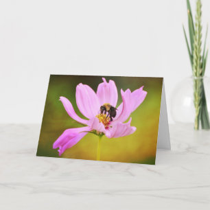 Bee On Pink Flower Note Card
