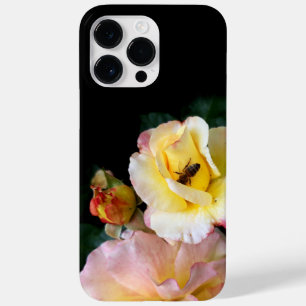 Bee on Pink Yellow Roses Flowers Case-Mate iPhone 14 Pro Max Case