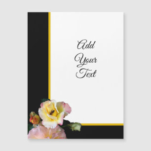 Bee on Pink Yellow Roses Flowers Magnetic Card