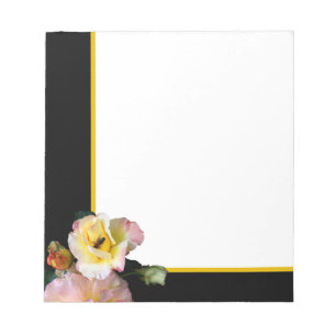 Bee on Pink Yellow Roses Flowers Notepad