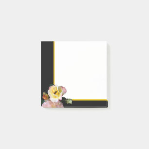 Bee on Pink Yellow Roses Flowers Post-it Notes