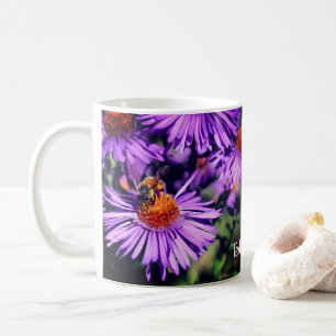 Bee On Purple Aster Flower Personalised Coffee Mug