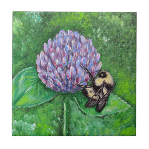 Bee on Purple Clover Painting Tile