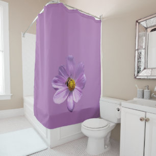 Bee on purple flower shower curtain