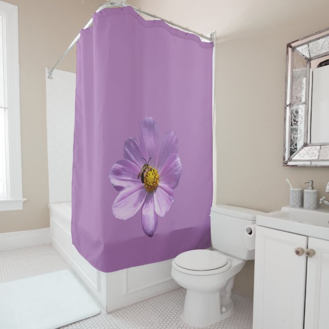 Bee on purple flower shower curtain (In Situ)