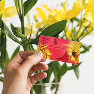 Bee on Red Dahlias Floral Business Card