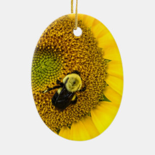 Bee on Sunflower Ceramic Tree Decoration