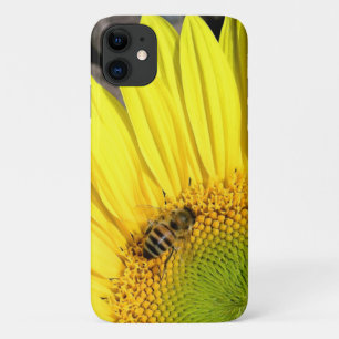 Bee On Sunflower Close Up Photograph iPhone 11 Case