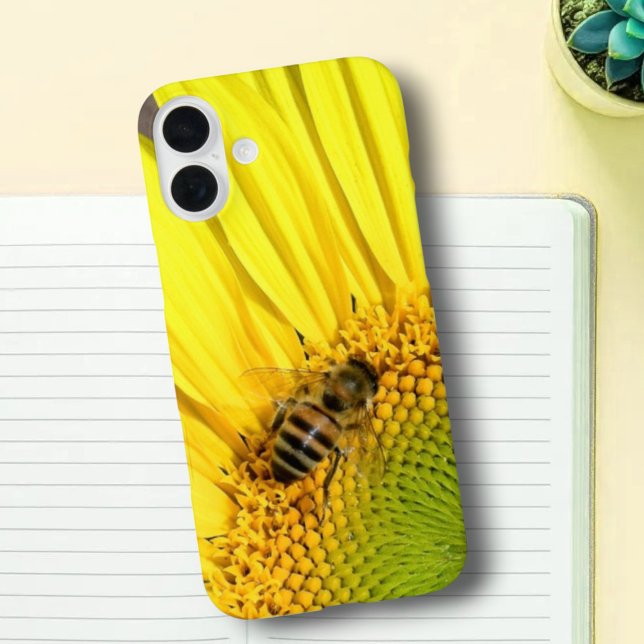Bee On Sunflower Close-Up Photograph Case-Mate iPhone Case (phone case back)