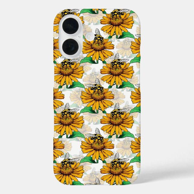 Bee on Sunflower Flower Pattern Design  Case-Mate iPhone Case (Back)