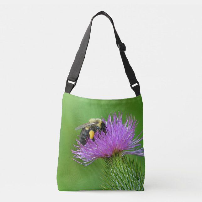 Bee On Thistle Crossbody Bag (Front)