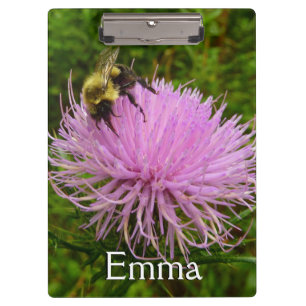 Bee on Thistle Flower Nature Clipboard