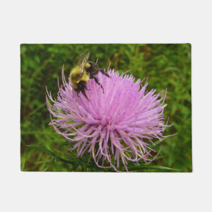 Bee on Thistle Flower Nature Doormat