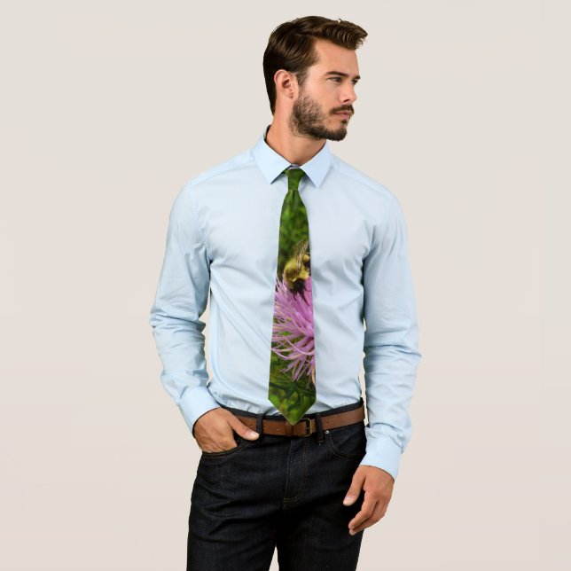 Bee on Thistle Flower Nature Tie (In Situ)