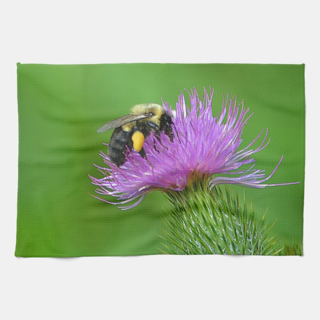 Bee On Thistle Kitchen Towel (Horizontal)