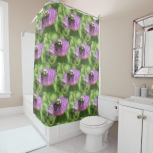 Bee On Thistle Shower Curtain