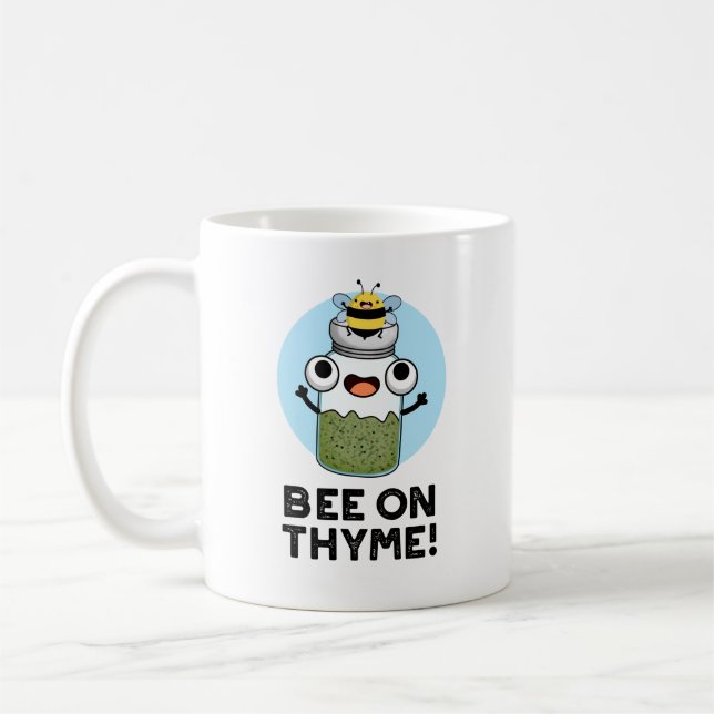 Bee On Thyme Funny Herb Insect Pun  Coffee Mug (Left)