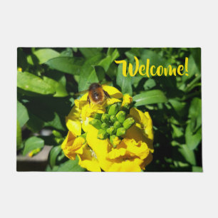 Bee on Yellow Flowers Doormat