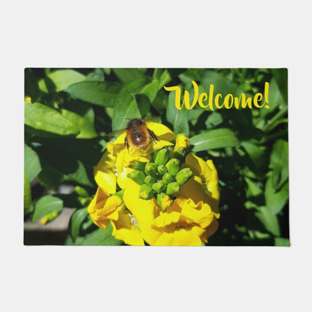 Bee on Yellow Flowers Doormat (Front)