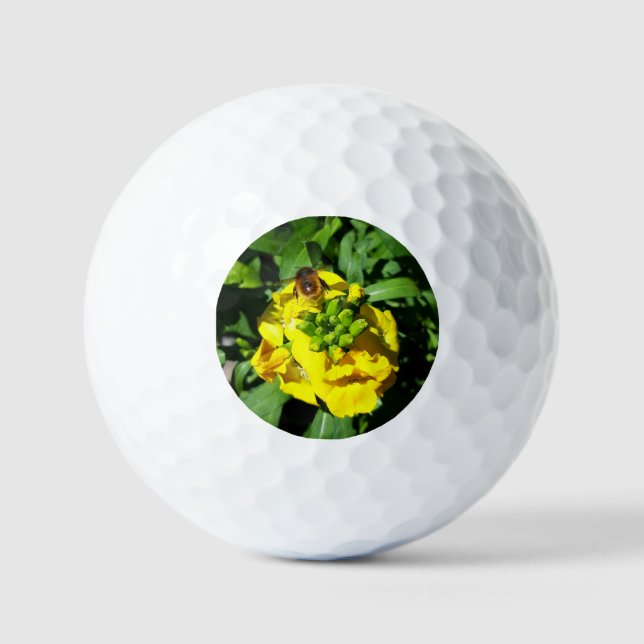 Bee on Yellow Flowers Golf Balls (Front)