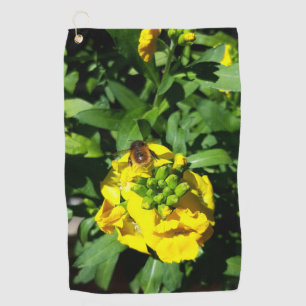 Bee on Yellow Flowers Golf Towel