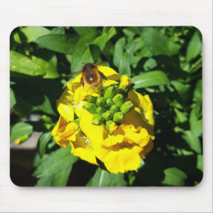Bee on Yellow Flowers Mouse Mat