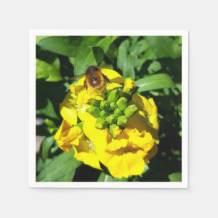 Bee on Yellow Flowers Napkin