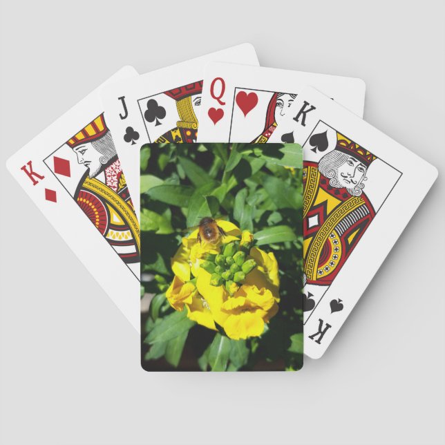 Bee on Yellow Flowers Playing Cards (Back)