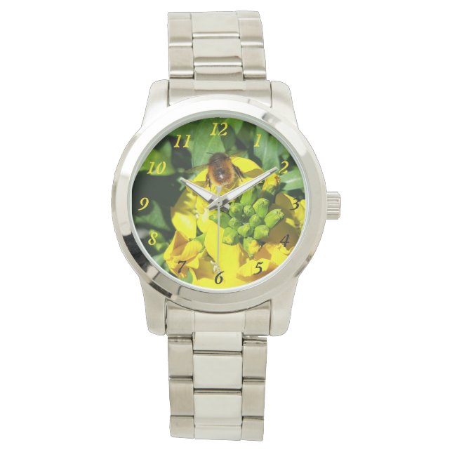 Bee on Yellow Flowers Watch (Front)