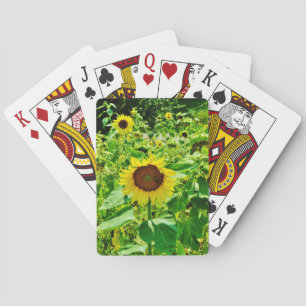 Bee on yellow Sunflower Playing Cards