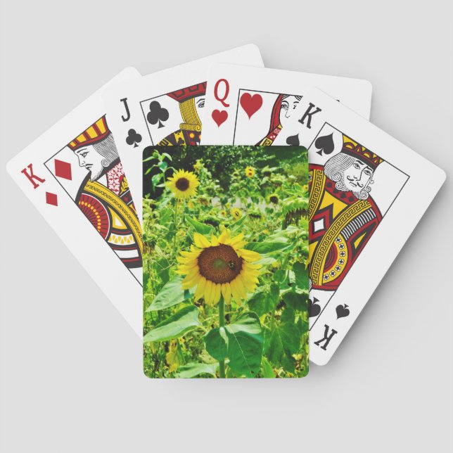 Bee on yellow Sunflower Playing Cards (Back)