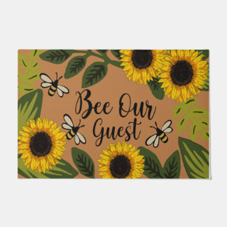 Bee Our Guest Mat, Lovely Sunflower  Doormat