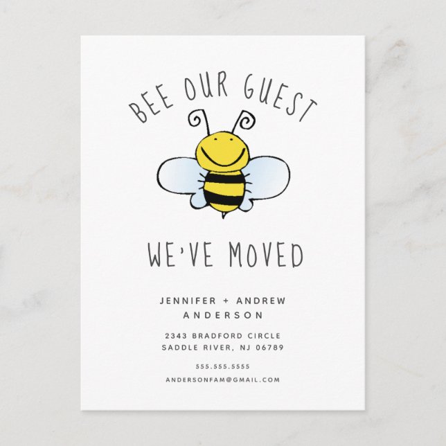 Bee Our Guest Moving Announcement Postcard (Front)